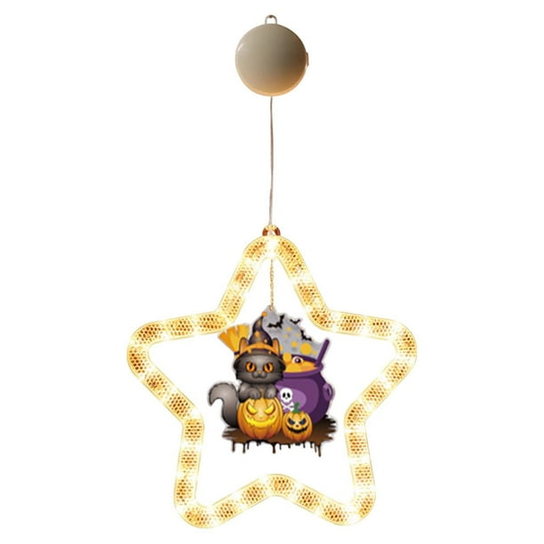 Luz nocturna de Halloween con forma de estrella para el hogar. Lámpara LED de pared con ventosa, perfecta para el salón, el dormitorio y la habitación infantil.