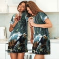 thumbnail image 4 of Rateoe Turtle In Jungle Waterfall Print Women’s Nightdress – Cozy Cotton Short-sleeved Sleep Shirt, Loose-Fit Sleepwear, Perfect for Relaxing and Sleeping, 4 of 6