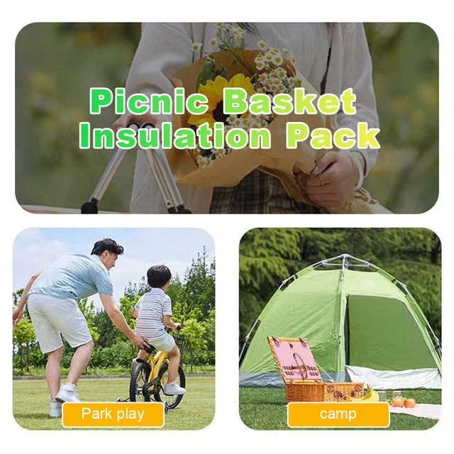 Cesta de picnic para acampar de 30 l bolsa refrigeradora plegable de papel impermeable para picnic al aire libre