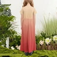 thumbnail image 4 of Efsteb Summer Dress for Girls Round Neck Gradient Short Sleeve Maxi Dress Casual Holiday Dress with Pockets (Orange,11 Years), 4 of 5