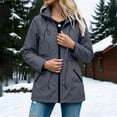 thumbnail image 6 of Women's Waterproof Long Rain Jacket Hooded Full Zip Drawstring Cinched Waist Lightweight Raincoat with Pockets for Hiking Travel Outdoor, Gray, S, 6 of 7