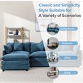 thumbnail image 6 of EUROCO 112.2" Modern L-Shape Sectional Sofa Couch, Chenille Upholstered Sofa with Ottoman and 5 Pillows, Indoor furniture for Living Room, Blue, 6 of 8