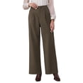 thumbnail image 1 of Pantalones de trabajo casuales de pierna ancha de mujer INSPIRE CHIC de cintura alta 2XL marrón, 1 of 5