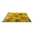 thumbnail image 2 of Ahgly Company Machine Washable Indoor Round Patchwork Yellow Transitional Area Rugs, 5' Round, 2 of 4