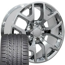 OE Wheels CV92 22 Inch Rims and Tires Fit Sierra 1500 Honeycomb Style 6x139.7 22x9 Chrome - Hollander 5656 - Eagle Sport AS 285/45-22 (Set of 4)