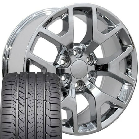 OE Wheels CV92 22 Inch Rims and Tires Fit Sierra 1500 Honeycomb Style 6x139.7 22x9 Chrome - Hollander 5656 - Eagle Sport AS 285/45-22 (Set of 4)