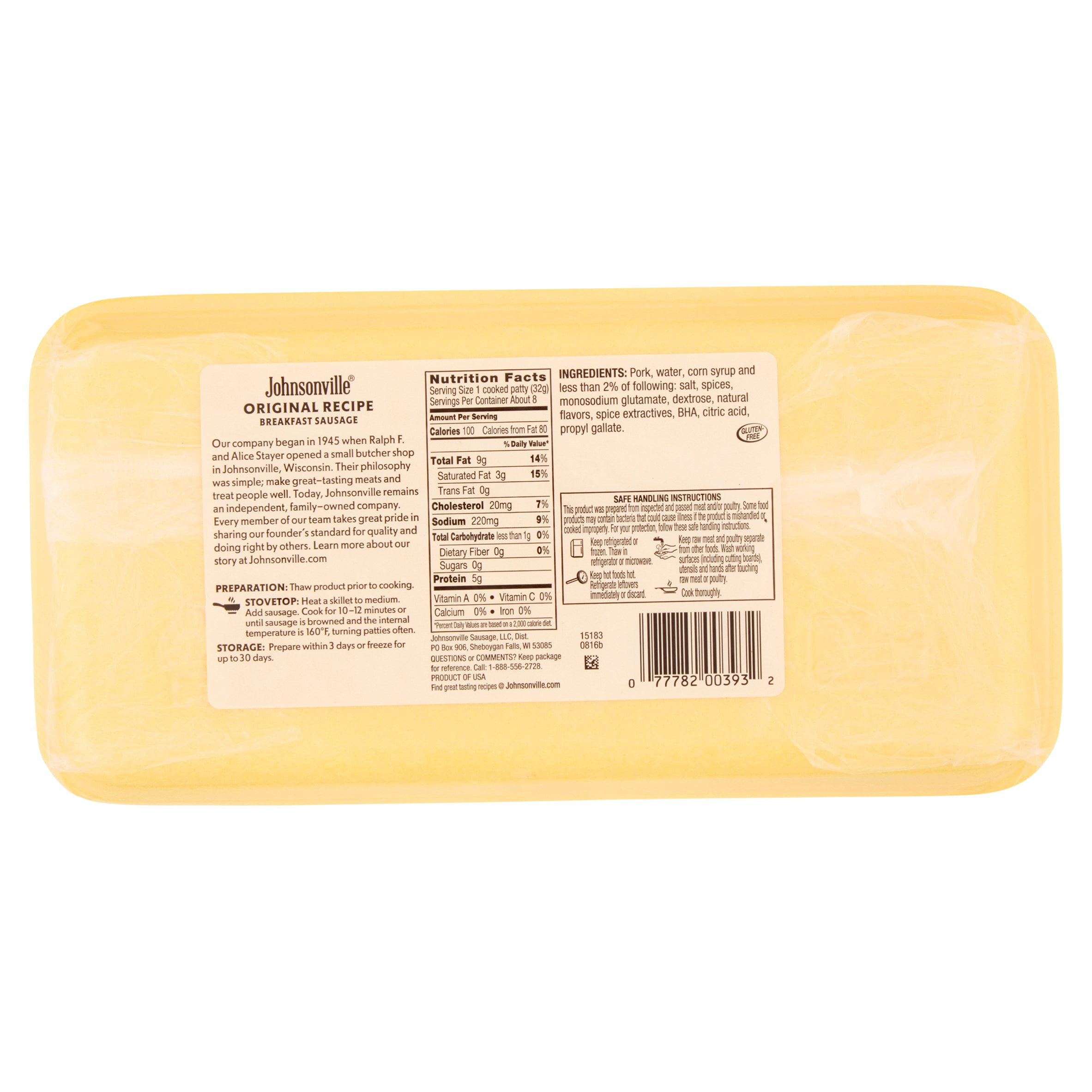 Johnsonville Breakfast Sausage Nutrition Facts Runners High Nutrition