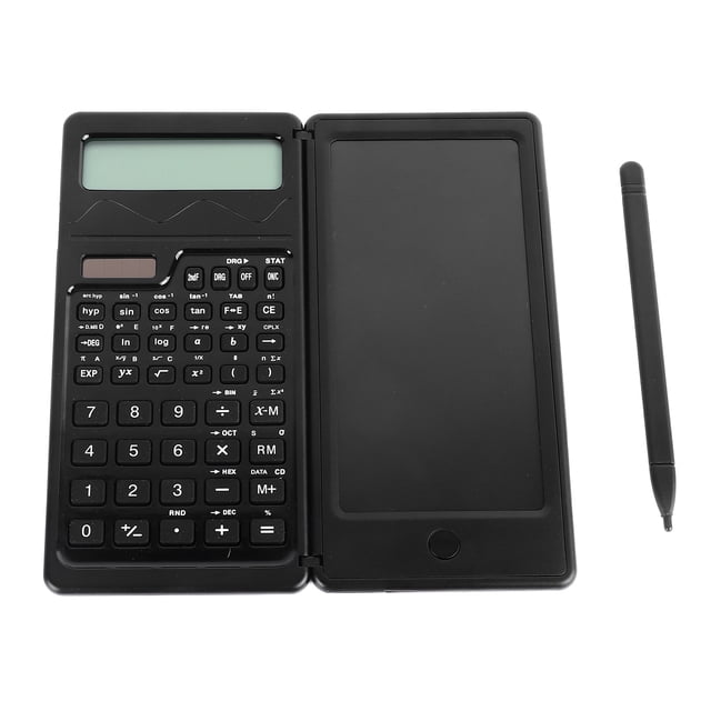 Calculadora científica plegable multifuncional con batería solar, bloc de notas y bolígrafo