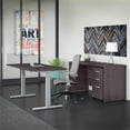thumbnail image 2 of Pemberly Row Engineered Wood 60W Power Standing Desk 3 Pc. Office Suite in Gray, 2 of 9