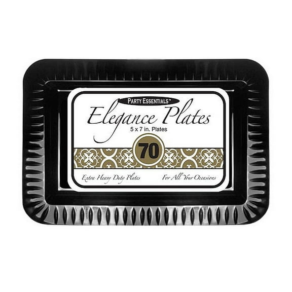 1 - Party Essentials 5" X 7" Elegance Appetizer/Dessert Plates - Black 70 Ct.