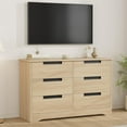 thumbnail image 7 of GarveeHome 6 Drawer Dresser for Bedroom, Gray Modern Double Dresser Organizer with Embedded Handles Design, Wooden Chest of Drawers for Living Room, Nursery, Hallway, Brown, 7 of 7