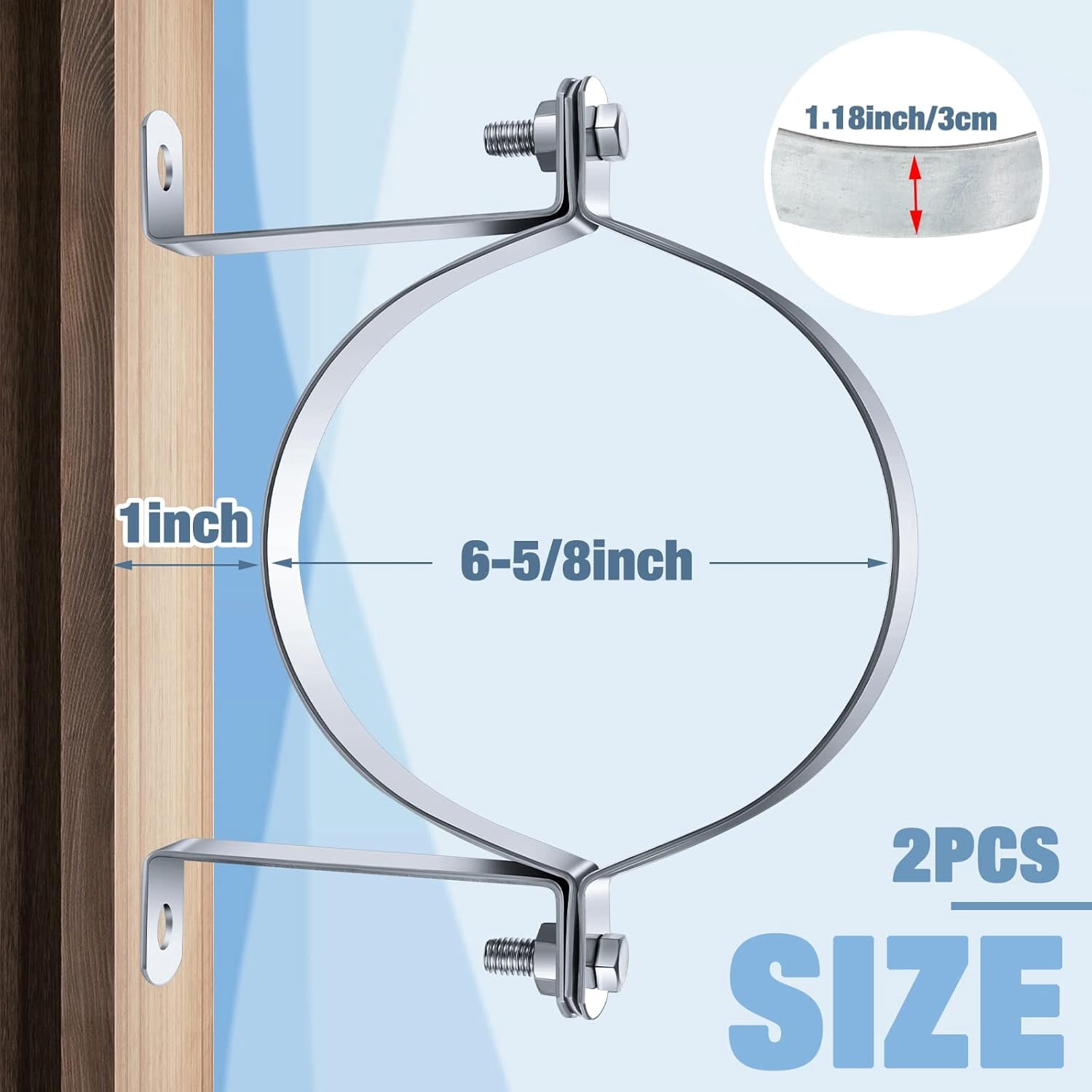 2 Pcs 6 Inch B Vent Wall Strap Round Gas Vent Pipe Strap Rigid Split Ring Hanger Galvanized Steel Support Bracket For Furnace Water Heater Duct Installation