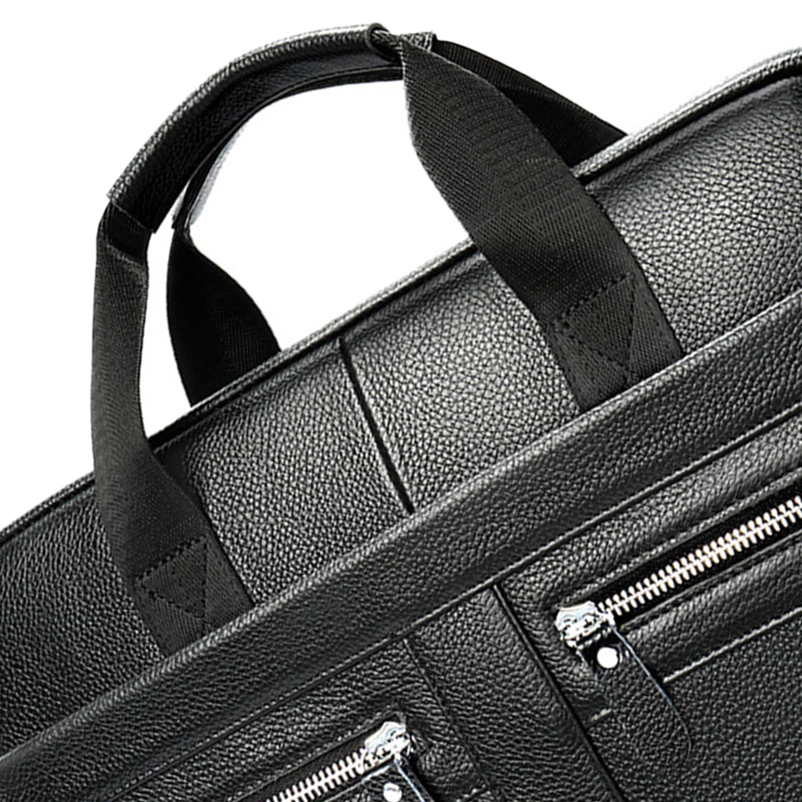 FVDPWYE Men Briefcase Multi Pockets Practical Business Laptop Bag Lightweight Adjustable Black