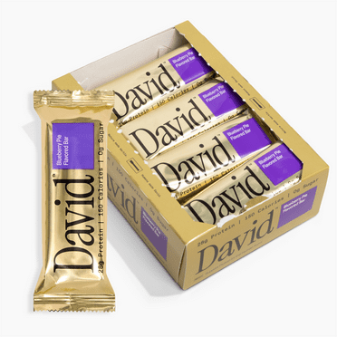 David High Protein Bars, Blueberry Pie Flavor, 28g of Protein, 150 Calories - Pack of 12