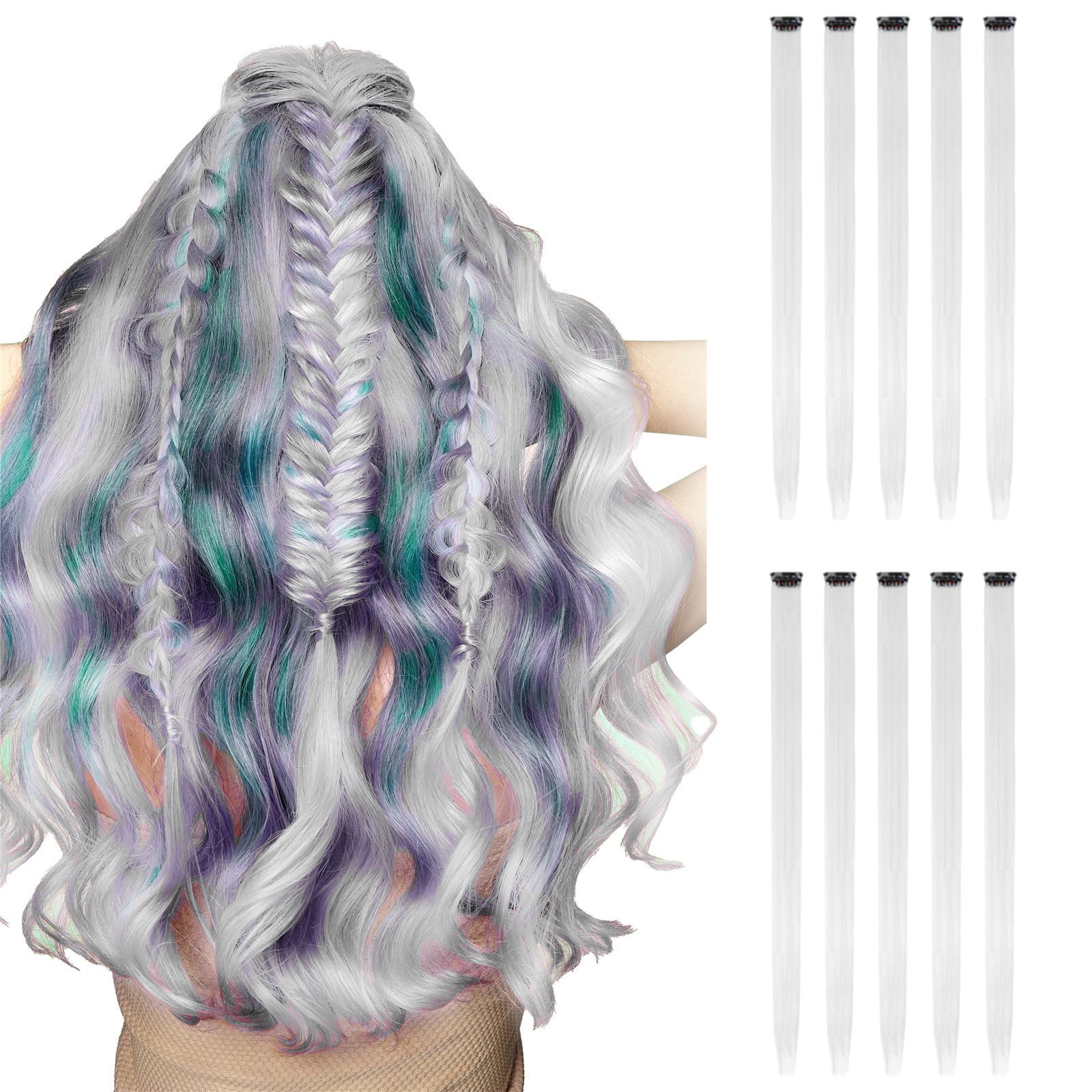 Colored Hair Extensions, Multicolors Party Highlights Clip in