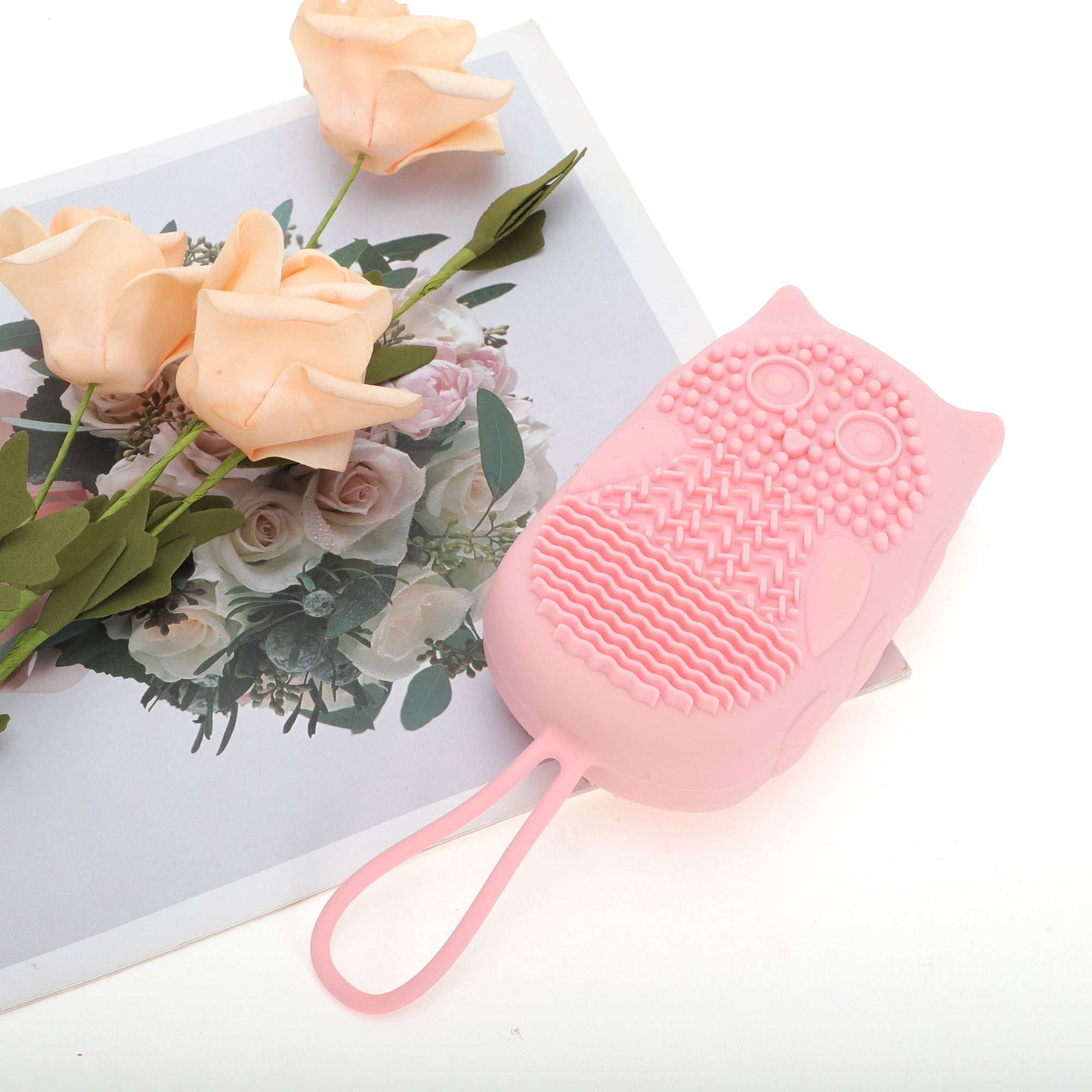 Unique Bargains Cartoon Owl Bath Brush 1 Pc  Pink