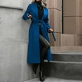 thumbnail image 6 of YueHuiYing Women Fashionable Casual Turndown Collar Long-sleeved Solid Top Coat Button Bandage Trench coat, 6 of 7
