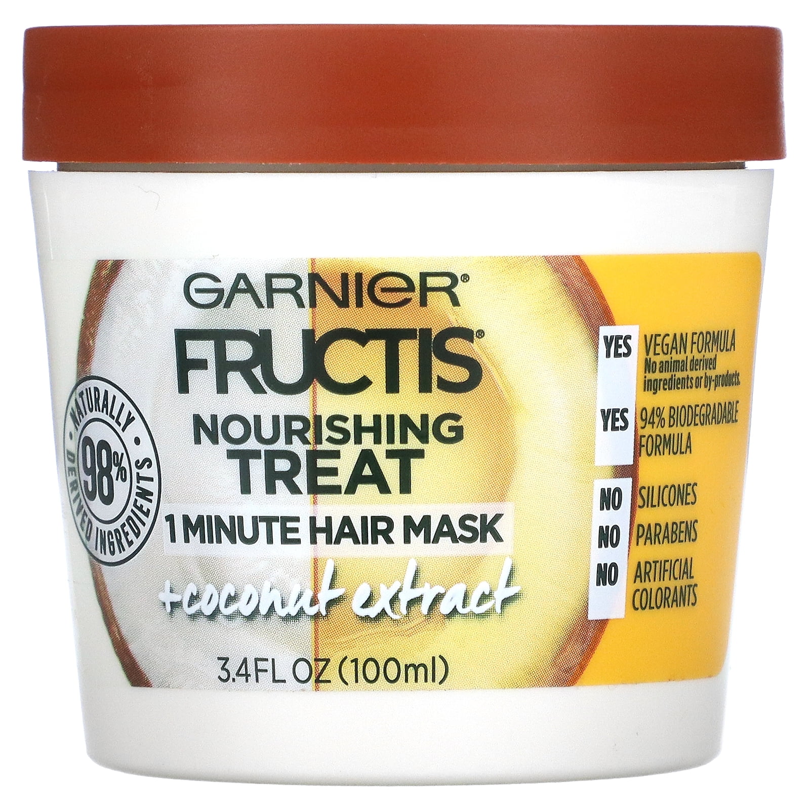 Garnier, Fructis, Nourishing Treat, 1 Minute Hair Mask + Coconut