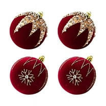 Christmas Balls Ornaments Wine Red Flocking Tree Decoration New Year Spheres C
