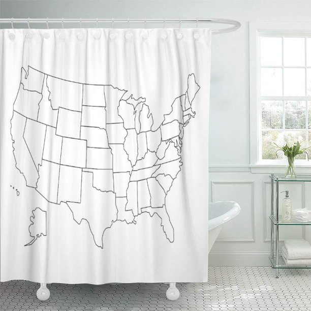 CYNLON America United States Map Outlines Black White Geography Travel