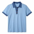 thumbnail image 3 of Camisetas de Manga Corta de los Hombres Casual Cuello de Color Sólido Botonada Camiseta Parchada, Camisetas de Verano de Manga Corta para el Ejercicio, 3 of 3