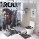 thumbnail image 1 of Troll y yo-theme 4-Piece Shower Curtain Set with Rugs, Waterproof Bathroom Decor Set Includes Bath Mat, U-Shaped Rug, Toilet Lid Cover and Curtain with Hooks, 1 of 6