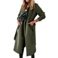 thumbnail image 2 of LANGWYQU Autumn Winter Long Sleeve Women Lapel Solid Jacket Open Front Coat, 2 of 5