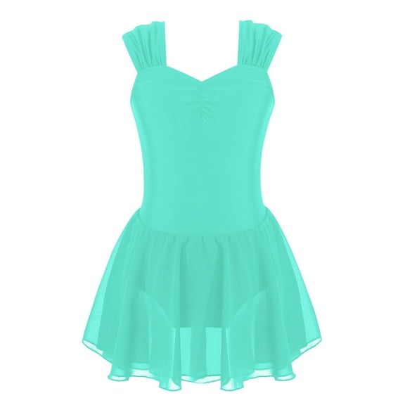 Haitryli Kids Girls Sleeveless Ballet Dance Dress Ballerina Tutu Skirted Leotard Lyrical Dancewear Green 12