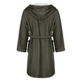 thumbnail image 3 of Women's Plush Fleece Hooded Bathrobe, Long Length Belted Robe, Soft Cozy Loungewear, Spa Style Open Front Gown, Comfortable Warm Pockets Robe Green XXXL, 3 of 4