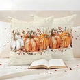 thumbnail image 3 of Orange Pumpkin Outdoor Waterproof Pillow Covers, Thanksgiving Fall Leaves Floral Beige Decorative Square Throw Pillowcase Sofa Cushion Sham for Patio/Couch/Chair, 18"x18" 2 Pack, 3 of 8