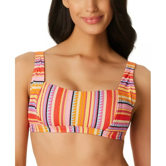 Jessica Simpson FEMME STRIPE Escape to Pacific Retro Bikini Swim Top, US Small