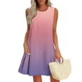 thumbnail image 7 of cocolona Summer Sleeveless Mini Dress Crew Neck Ruffle Flowy Tank Dress Fashion Casual Gradient Color Holiday Beach Sundress L, 7 of 7