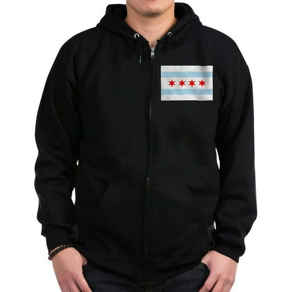 CafePress - Chicago Flag Zip Hoodie - Zip Hoodie, Classic Hooded Sweatshirt with Metal Zipper