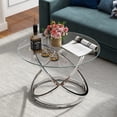 thumbnail image 4 of ASYA Modern Glass Coffee Table, 32’’ Round Center Table for Living Room, Chrome, 4 of 14