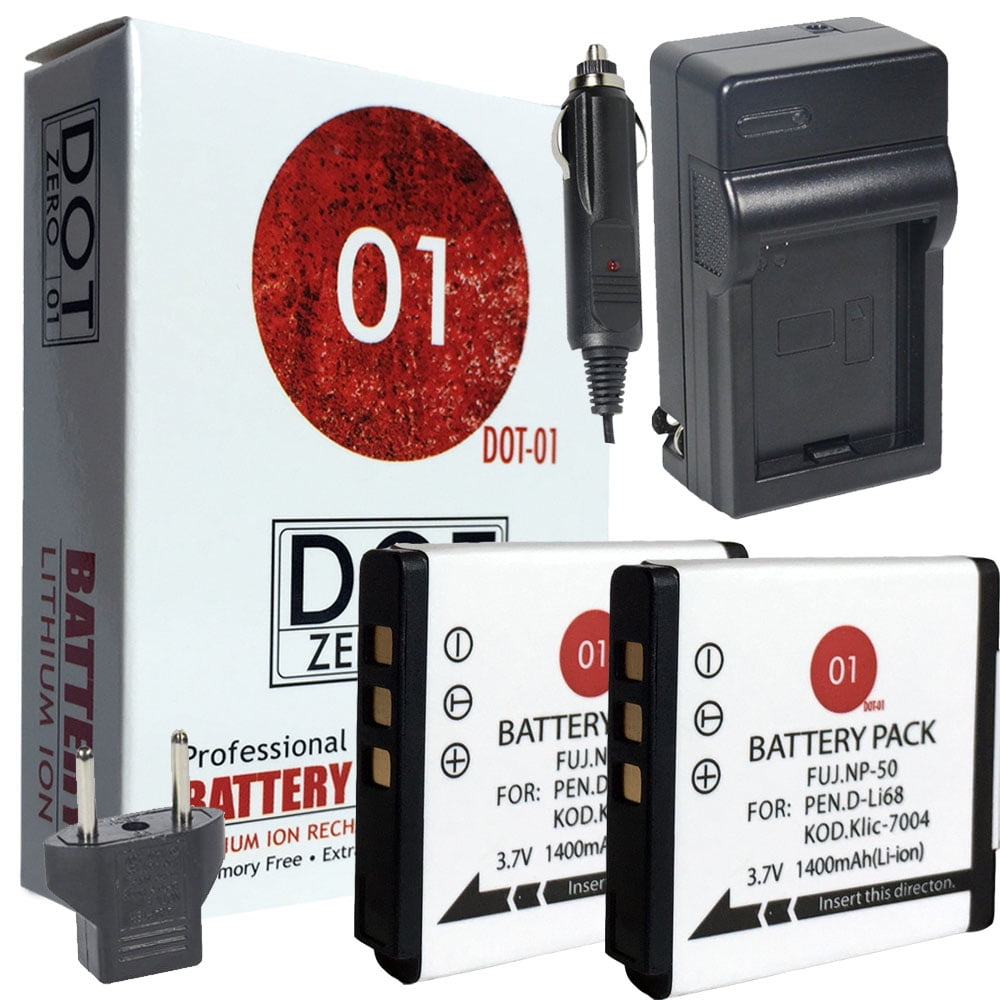 2x DOT01 Brand 1400 mAh Replacement Kodak KLIC7004 Batteries and