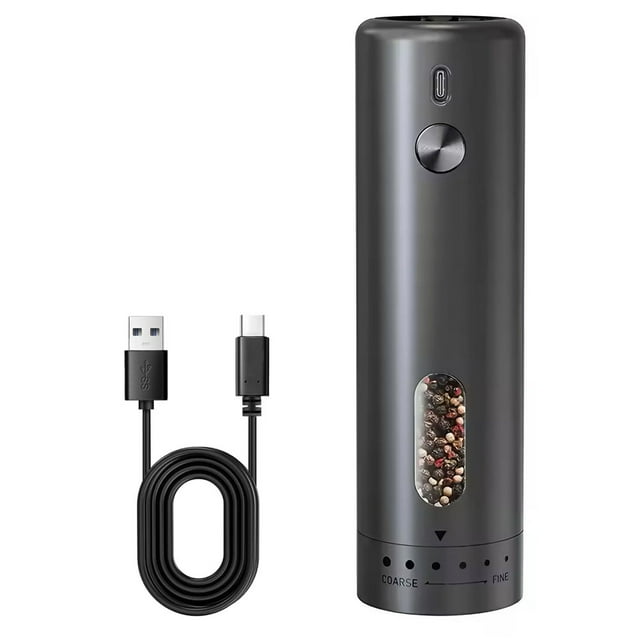Molinillo de Pimienta, Molinillo Eléctrico de Sal y Pimienta, Grosor Ajustable, con Luz LED, Funcionamiento Automático con una Mano