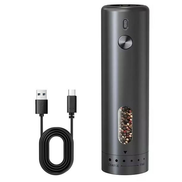 Molinillo de Pimienta, Molinillo Eléctrico de Sal y Pimienta, Grosor Ajustable, con Luz LED, Funcionamiento Automático con una Mano