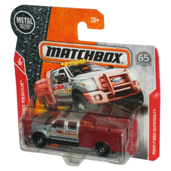 Matchbox MBX Rescue 3/30 (2017) Silver & Red Ford F-550 Superduty Truck Toy 45/125 - (Short Card)