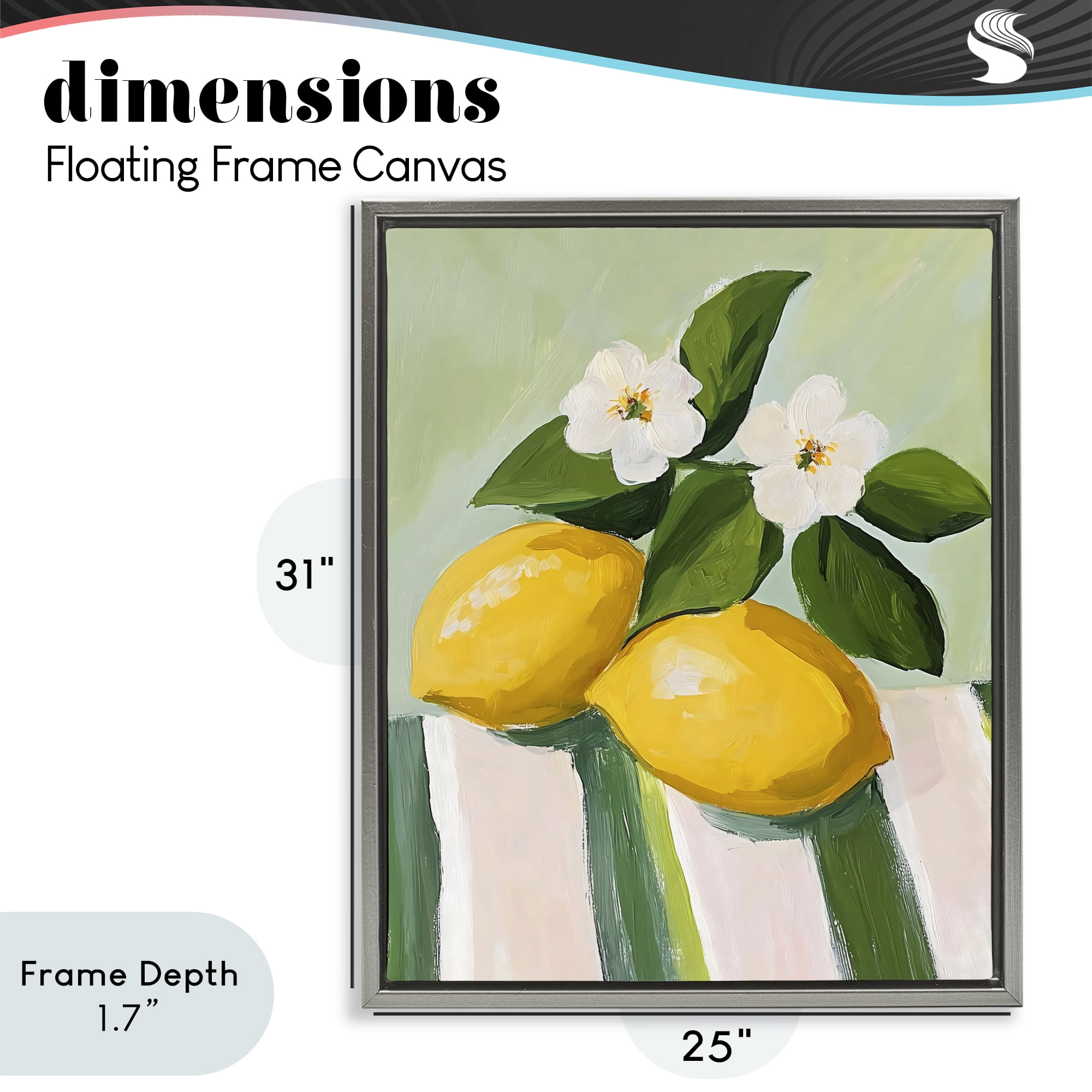 Stupell Industries Lemons And Daisies on Tablecloth Gray Framed Floater Canvas Wall Art, design by The Prints Vibe
