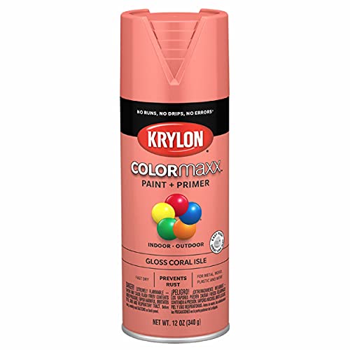 Krylon K05514007 COLORmaxx Spray Paint and Primer for Indoor/Outdoor Use, Gloss Coral Isle