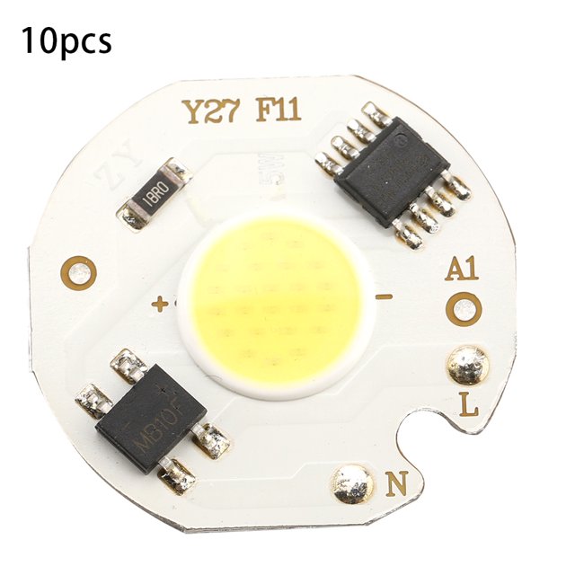 10 Uds AC220V 5W alto brillo integrado Chip fuente de luz COB grano foco bombilla blanca