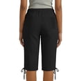 thumbnail image 5 of Linen Capri Pants Women Drawstring Elastic Waist Side Pockets Knee Length Casual Summer Shorts Tie Hem Bermuda Trousers, 5 of 5