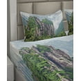 thumbnail image 2 of Ambesonne Mountain Fitted & Top Sheet Set with Shams, China Landscape Nature, Green Brown White, 2 of 4