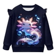 thumbnail image 5 of Yuyamidu Axolotl Sweatshirt 4T 5T Girls Crewneck Graphic Sweatshirts Ruffle Shoulder Long Sleeve Top Lightweight Soft Everyday Clothes Back to School Outfits, 5 of 8