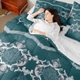 thumbnail image 4 of Feelyou Adult Damask Teal Bedding Comforter Set 7pcs, Hippie Farmhouse Boho King Bedding Sets, Tribal Southwestern Reversible Bed Sheets, Luxury Bedroom Decor, 4 of 7