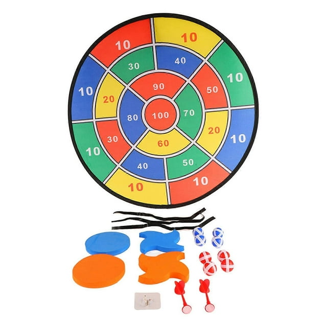 Dart Board Toy Large Size Rich Color Exercise Coordination Skills Kids Dartboard Game Set with 8 Sticky Balls 6 Darts