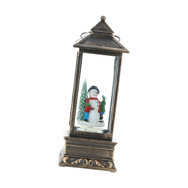 Caja de música de Navidad Escena de Navidad Adorno colgante Musical Iluminado Linterna giratoria Decoración Juguete para Acción de Gracias, Interior, de bronce SM SunniMix Linterna con Música