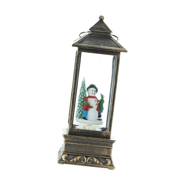 Caja de música de Navidad Escena de Navidad Adorno colgante Musical Iluminado Linterna giratoria Decoración Juguete para Acción de Gracias, Interior, de bronce SM SunniMix Linterna con Música