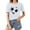 White, variant on Giftesty Blouses for Women Dressy Casual Women's Baseball Sport Printed T-shirt with Round Neck and Short Sleeved Top