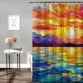 thumbnail image 2 of Orinice Sunset Mountains Water Bathroom Decor Set with Hooks, Colorful Luxurious Graphic Print Polyester Fabric Fashion Shower Curtain Set, 100% Polyester, Washable 60x72, 2 of 7